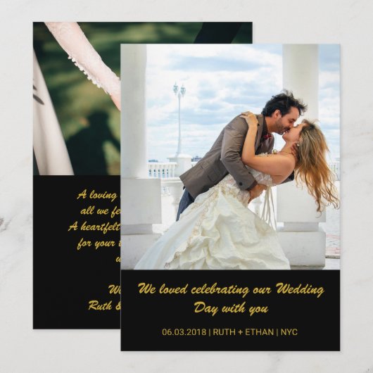 2 Foto's - beide zijden Weddenfoto Hartelijk dank Bedankkaart (Voorkant / Achterkant)
