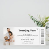 2 Foto's Bestemming Ticket Boarding Pass Bruiloft Kaart (Staand voorkant)