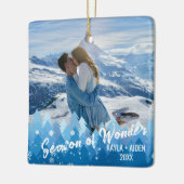 2 foto's Blauwe kleur Vrolijk en helder Keramisch Ornament (Links)