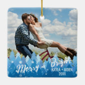 2 foto's Blauwe kleur Vrolijk en helder Keramisch Ornament (Achterkant)