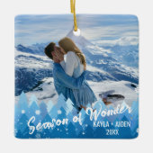 2 foto's Blauwe kleur Vrolijk en helder Keramisch Ornament (Voorkant)