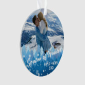 2 foto's Blauwe kleur Vrolijk en helder Ornament (voorkant)