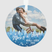 2 foto's Blauwe kleur Vrolijk en helder Ornament (achterkant)