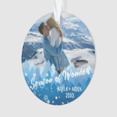 2 foto's Blauwe kleur Vrolijk en helder Ornament (voorkant)