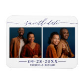 2 foto's bruiloft Bewaar de datum Magneet (Horizontaal)