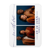 2 foto's bruiloft Bewaar de datum Magneet (Verticaal)