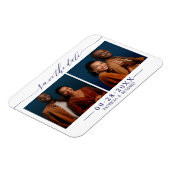 2 foto's bruiloft Bewaar de datum Magneet (Linkerzijde)