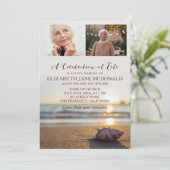 2 foto's Conch op het strand Viering van het leven Kaart (Staand voorkant)