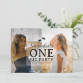 2 Foto's Dubbele Afstudeerfeest Kaart (Staand voorkant)