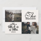 2 foto's Eerste kerst als meneer en mevrouw Feestdagenkaart (Voorkant)