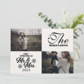 2 foto's Eerste kerst als meneer en mevrouw Feestdagenkaart (Staand voorkant)