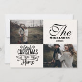 2 foto's Eerste kerst in ons nieuwe huis Feestdagenkaart (Voorkant)