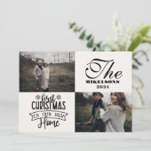 2 foto's Eerste kerst in ons nieuwe huis Feestdagenkaart (Staand voorkant)