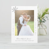 2 foto's Eerste Kerstmis Mr. en Mrs. echtpaar Feestdagenkaart (Staand voorkant)