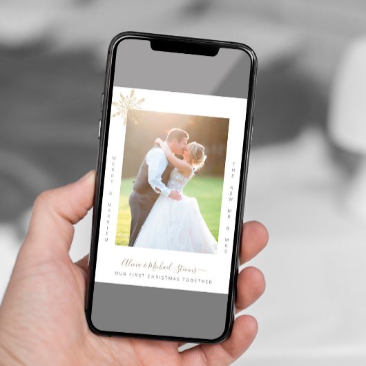 2 foto's Eerste Kerstmis Mr. en Mrs. echtpaar Feestdagenkaart