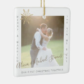 2 foto's Eerste Kerstmis Mr. en Mrs. echtpaar Keramisch Ornament (Rechts)