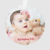 2 Foto's Elegant First Kerstmis Baby Snowflakes Ornament (voorkant)