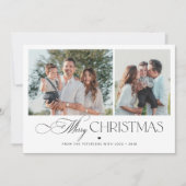 2 foto's elegant typografisch script Vrolijk kerst Feestdagenkaart (Voorkant)