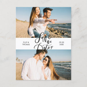 2 Foto's Elegante Moderne Script Save the Date Aankondigingskaart