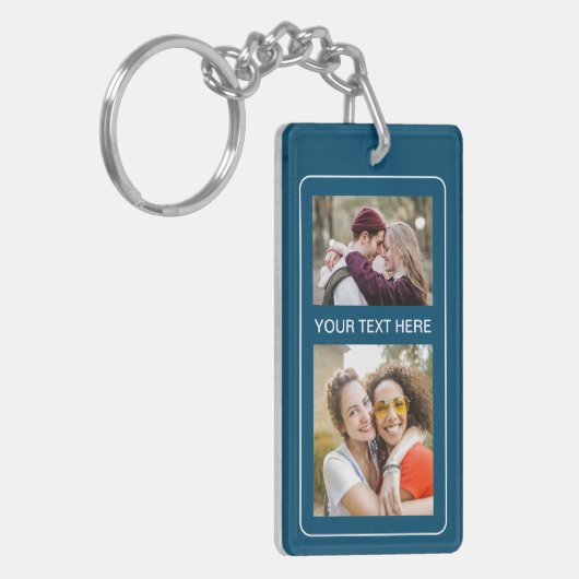 2 foto's en Initialen Acryl Sleutelhanger (Voorkant Links)