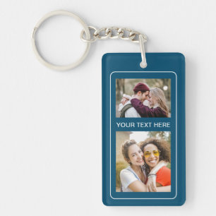 2 foto's en Initialen Acryl Sleutelhanger