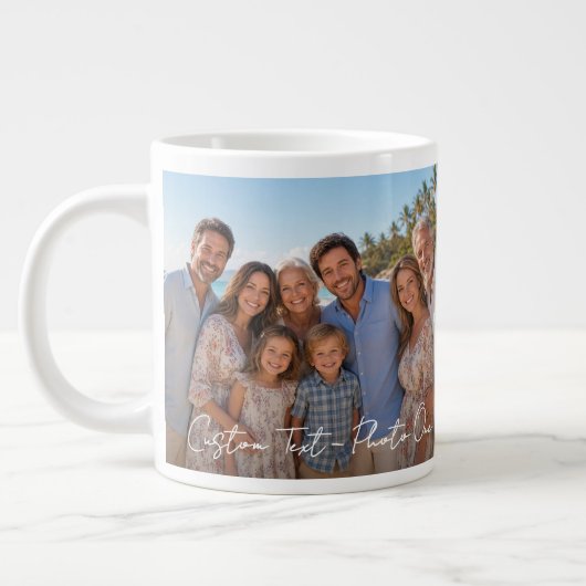 2 foto's en minimale tekstoverlay met script grote koffiekop (Links)
