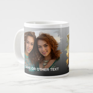 2 foto's en tekst - penseelstreek horizontaal grote koffiekop