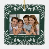 2 foto's Familie Winter Groen Kerstmis Keramisch Ornament (Achterkant)