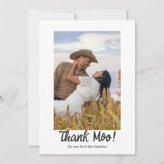 2 foto's gepersonaliseerd dank moo bruiloft bedankkaart (Voorkant)