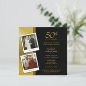 2 Foto's Golden 50th Wedding Jubileum Party Kaart (Staand voorkant)