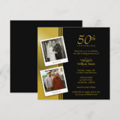 2 foto's Gouden 50-jarig huwelijksfeestfeestje Kaart (Voorkant / Achterkant)