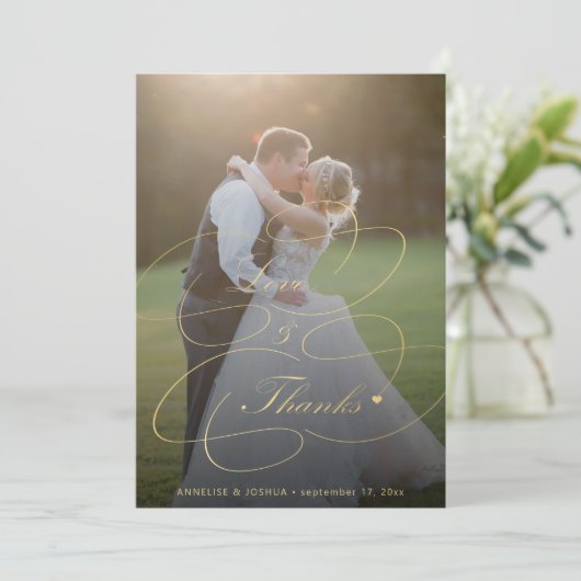 2 foto's gouden kalligrafie liefde en bedankt brui (Staand voorkant)