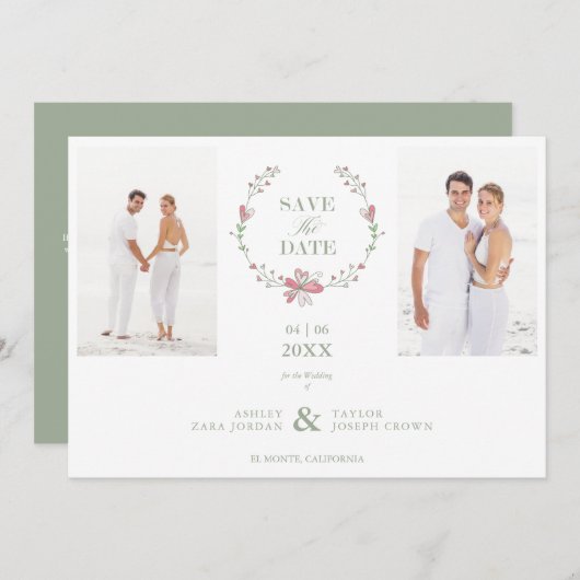 2 Foto's Green Floral Collage Wedding Covid19 (Voorkant / Achterkant)