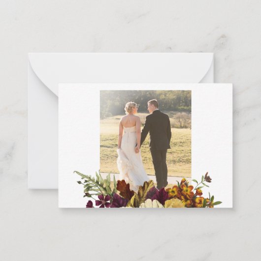 2 foto's herfst botanische bruiloft bedankt notitiekaartje (Achterkant)