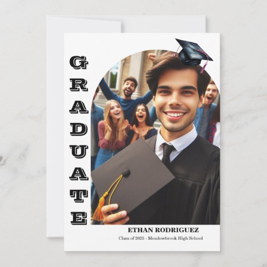 2 foto's High School Afstuderen Aankondiging (Voorkant)