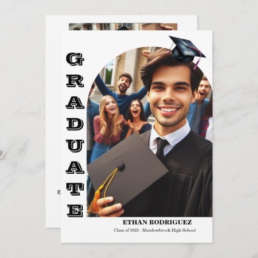 2 foto's High School Afstuderen Aankondiging (Voorkant / Achterkant)