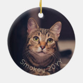 2 foto's huisdier naam & jaar Eenvoudige gouden ty Keramisch Ornament (Achterkant)