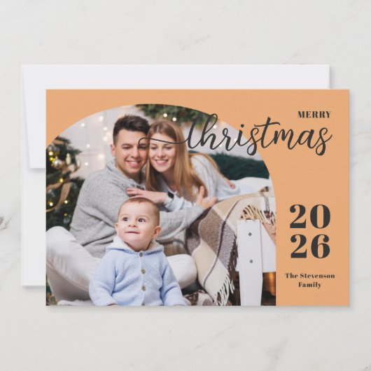 2 foto's Kerstboog modern minimalistisch Feestdagenkaart (Voorkant)