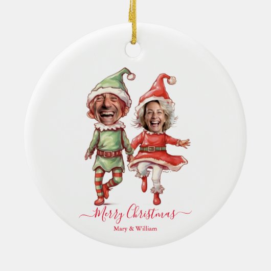 2 foto's Kerstelfjes Keramisch Ornament (Achterkant)