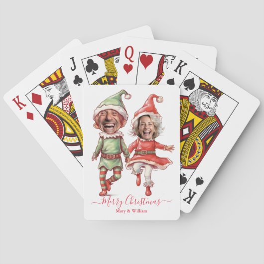 2 foto's Kerstelfjes Pokerkaarten (Achterkant)