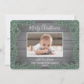 2 Foto's Kerstgroen & Rustig Grijs Hout Feestdagenkaart (Voorkant)