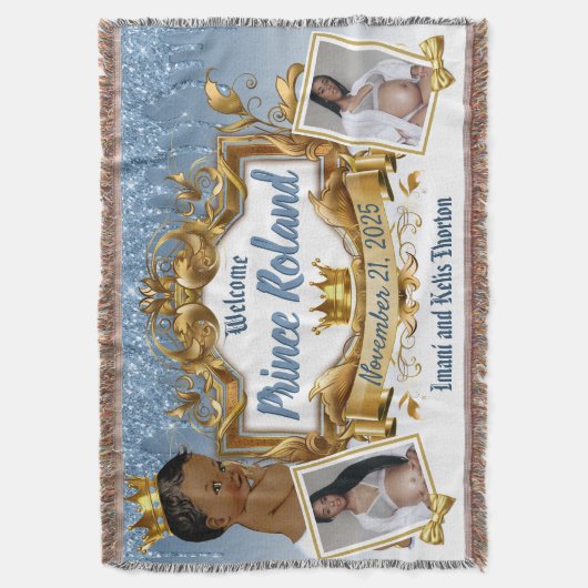  2 Foto's| Koninklijke Afrikaanse Prins| Blauwe gl Deken (Voorkant Verticaal)