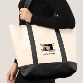2 foto's lief oma blauw tote bag