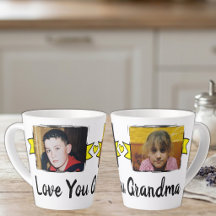 2 foto's lief oma gele latte mok