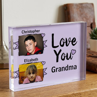 2 foto's lief oma paars