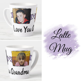 2 foto's liefje oma paarse latte mok