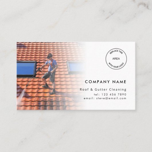 2 Foto's Logo QR Code Dak en Gutter Reiniging Visitekaartje (Voorkant)