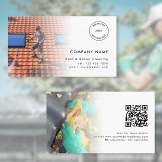 2 Foto's Logo QR Code Dak en Gutter Reiniging Visitekaartje
