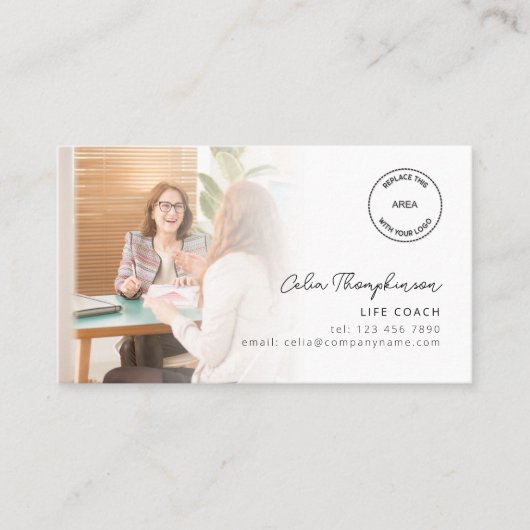 2 foto's Logo QR Code Life Coach Visitekaartje (Voorkant)