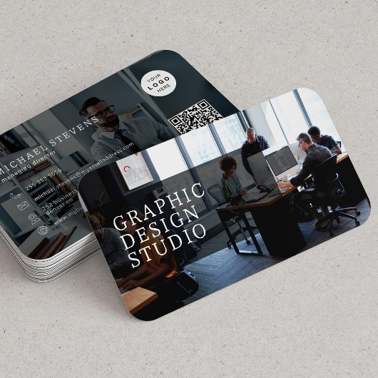 2 foto's logo QR code modern professioneel eenvoud Visitekaartje